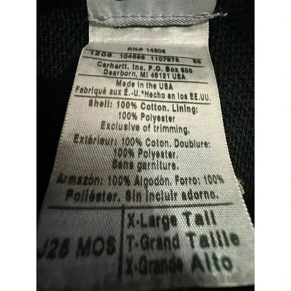 Carhartt J25 MOS Jacket Men’s XL Tall Green Hooded Duck Canvas Workwear Vintage - Picture 8 of 9